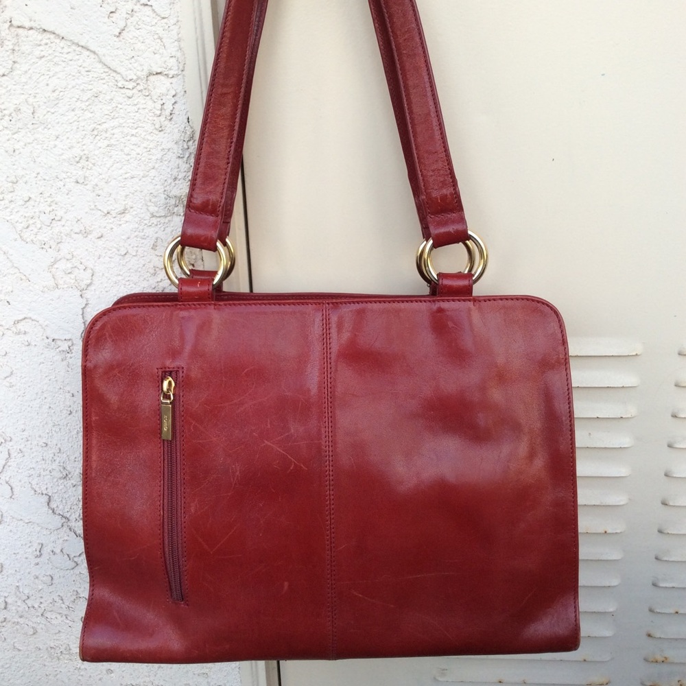 ❌SOLD❌ HOBO Cranberry Red Leather Ring Satchel Bag - Picture 2 of 11